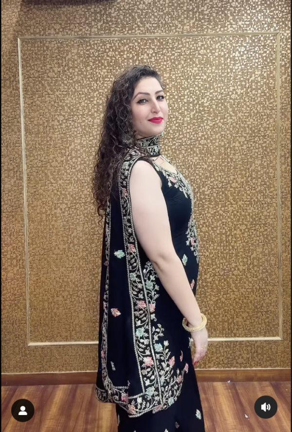 Sea Black Suit Heavy embroidered A-line Side Slit Pakistani Suit - Image 4
